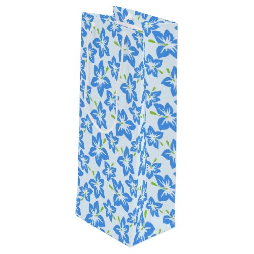 Blue Hibiscus Blue Flowers Pattern Of Flowers Wine Gift Bag