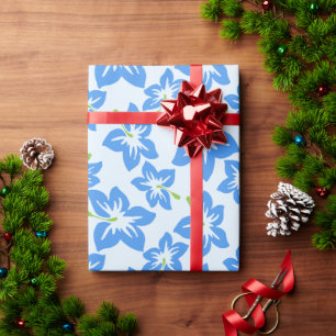 Blue Hibiscus, Blue Flowers, Pattern Of Flowers Wrapping Paper