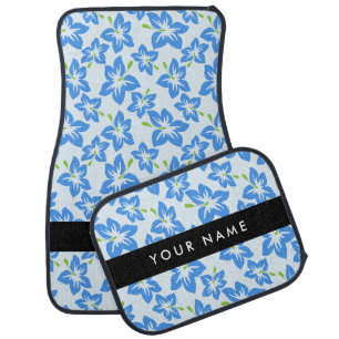 Blue Hibiscus, Blue Flowers, Your Name Car Floor Mat