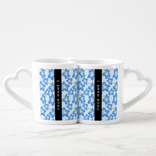 Blue Hibiscus Blue Flowers Your Name Coffee Mug Set