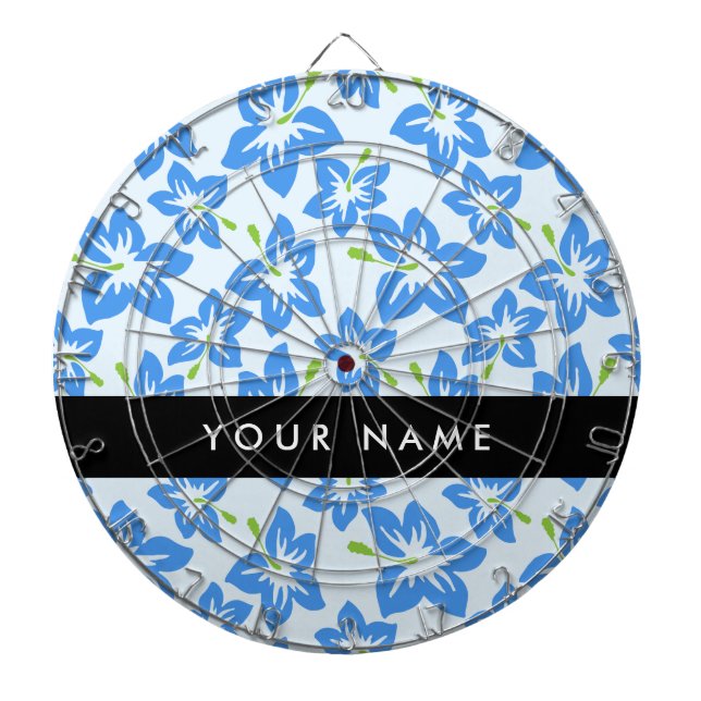 Blue Hibiscus, Blue Flowers, Your Name Dart Board (Front)