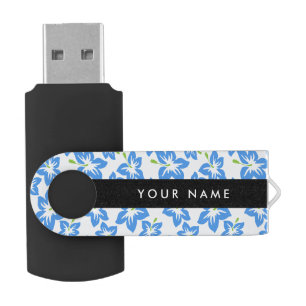 Blue Hibiscus, Blue Flowers, Your Name Flash Drive