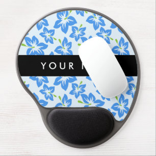 Blue Hibiscus, Blue Flowers, Your Name Gel Mouse Pad