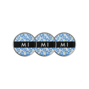 Blue Hibiscus, Blue Flowers, Your Name Golf Ball Marker