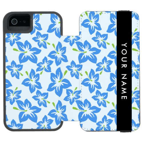 Blue Hibiscus Blue Flowers Your Name iPhone SE55s Wallet Case