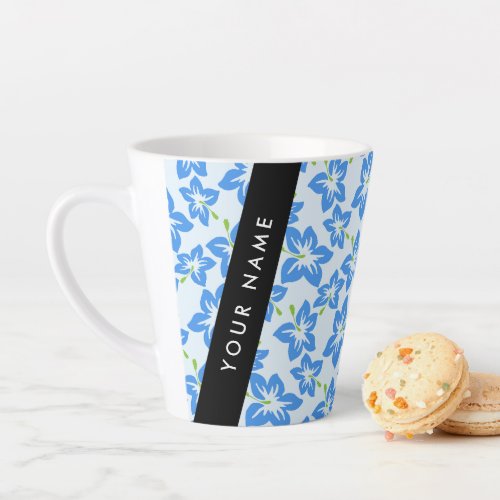 Blue Hibiscus Blue Flowers Your Name Latte Mug