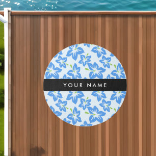 Blue Hibiscus, Blue Flowers, Your Name Outdoor Rug