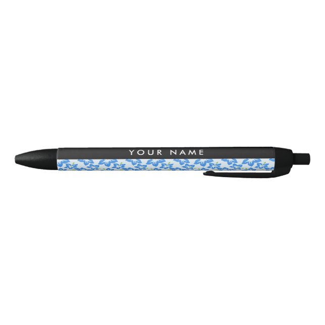 Blue Hibiscus, Blue Flowers, Your Name Pen (Bottom)
