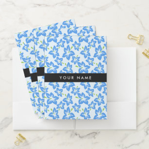 Blue Hibiscus, Blue Flowers, Your Name Pocket Folder