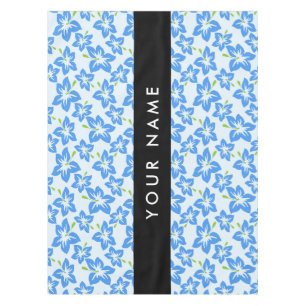 Blue Hibiscus, Blue Flowers, Your Name Tablecloth