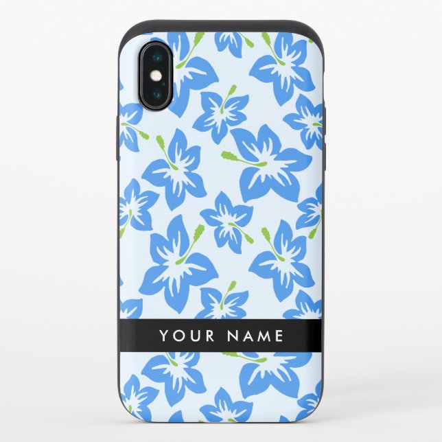 Blue Hibiscus, Blue Flowers, Your Name Uncommon iPhone Case (Back)