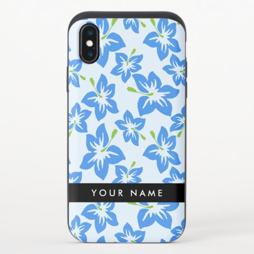 Blue Hibiscus Blue Flowers Your Name iPhone XS Slider Case