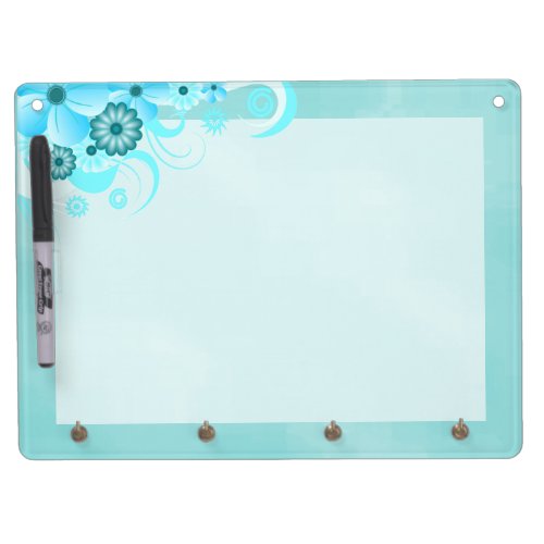 Blue Hibiscus DryErase Board Horizontal 9x12 Hooks