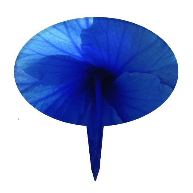 Blue Hibiscus Flower Cake Topper (Front)
