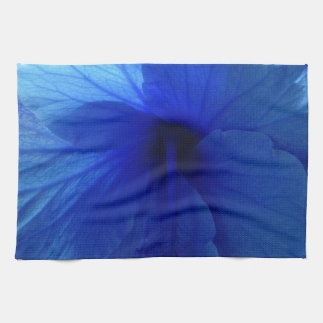 Blue Hibiscus Flower Kitchen Towel (Horizontal)