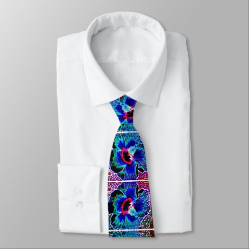 Blue Hibiscus flower Neck Tie