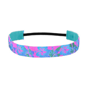 Blue Hibiscus Flower on Purple Tropical Headband