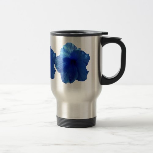 Blue Hibiscus Flower Travel Mug