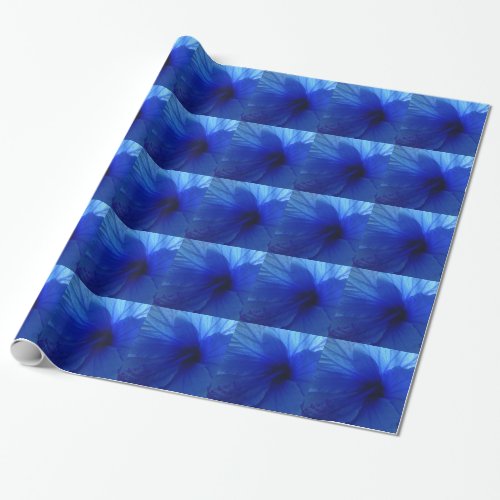 Blue Hibiscus Flower Wrapping Paper