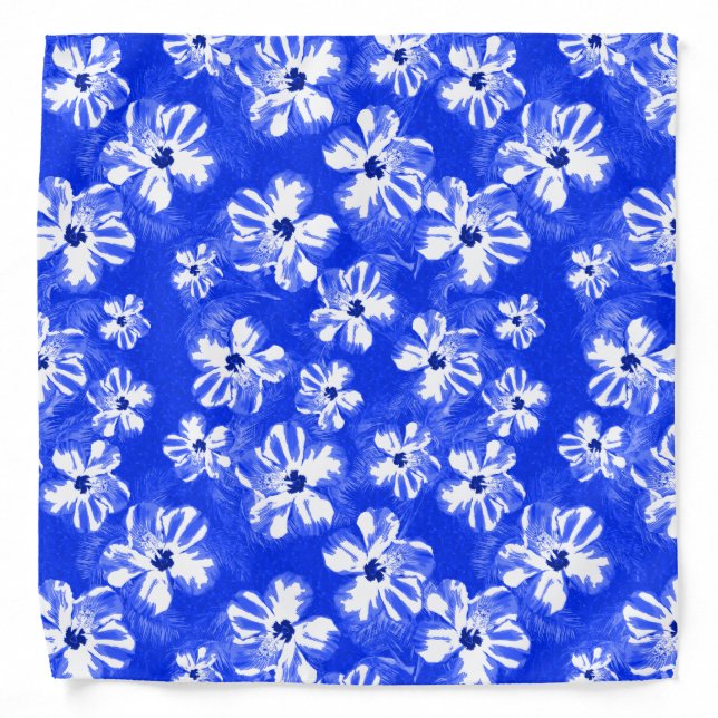 Blue Hibiscus Flowers Bandana (Front)