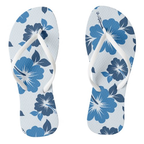 Blue Hibiscus Flowers Flip Flops