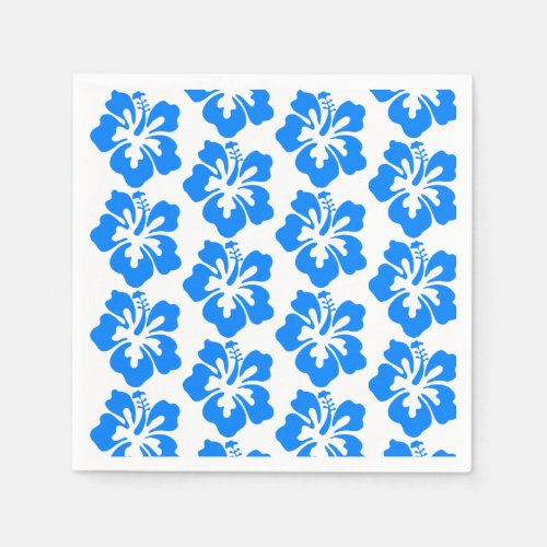 Blue Hibiscus Hawaiian Flower Luau Birthday Napkins