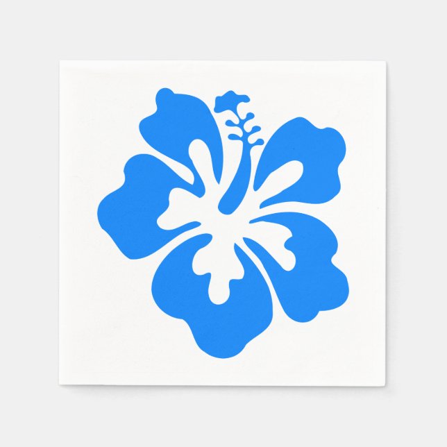 Blue Hibiscus Hawaiian Flower Luau Birthday Paper Napkins (Front)