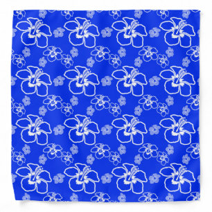Blue Hibiscus Hawaiian Pattern Bandana