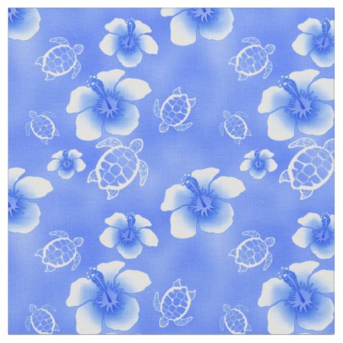 Blue Hibiscus Honu Hawaiian Fabric