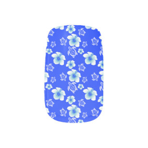 Blue Hibiscus Honu Hawaiian Pattern Minx Nail Art