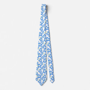 Blue Hibiscus Retro Hawaiian pattern Neck Tie