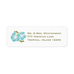 Blue Hibiscus Return Address Labels Custom