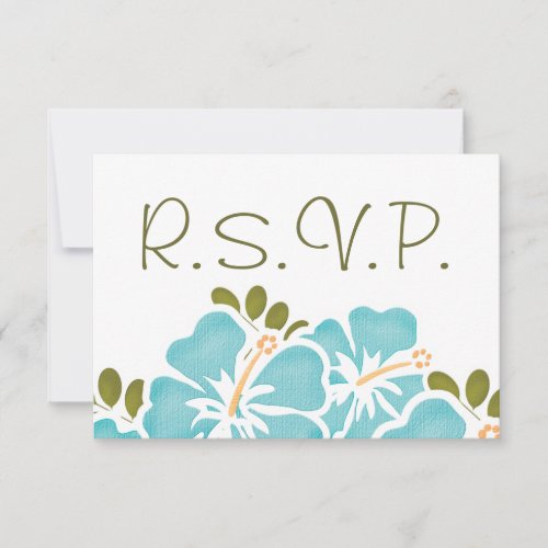 BLUE HIBISCUS RSVP WEDDING RESPONSE CARDS