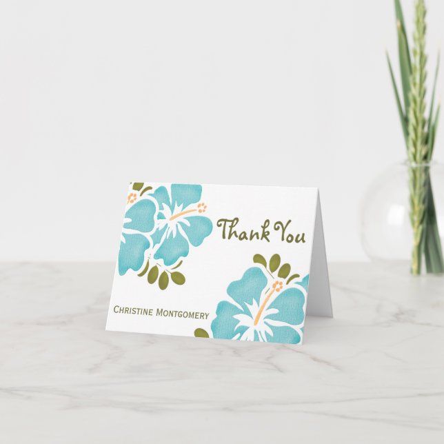 Blue Hibiscus Thank You Notes Cards (Front)