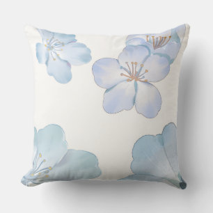 Blue hibiscus throw pillow