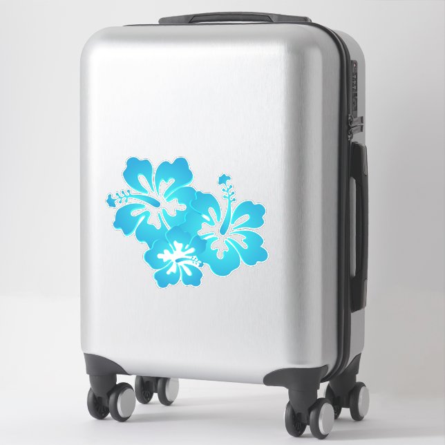 Blue Hibiscus Tropical Flowers Sticker (Suitcase)