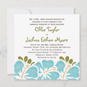 Blue Hibiscus Wedding Invitations