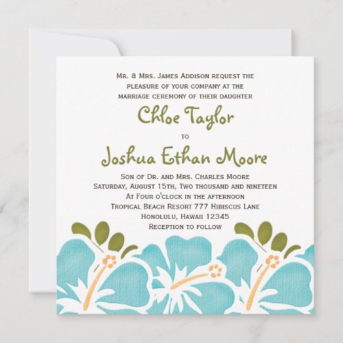 Blue Hibiscus Wedding Invitations