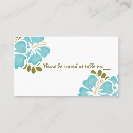 Customizable Blue Hibiscus Wedding Table Place Cards Business Card Template
