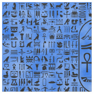 Blue Hieroglyphics Fabric