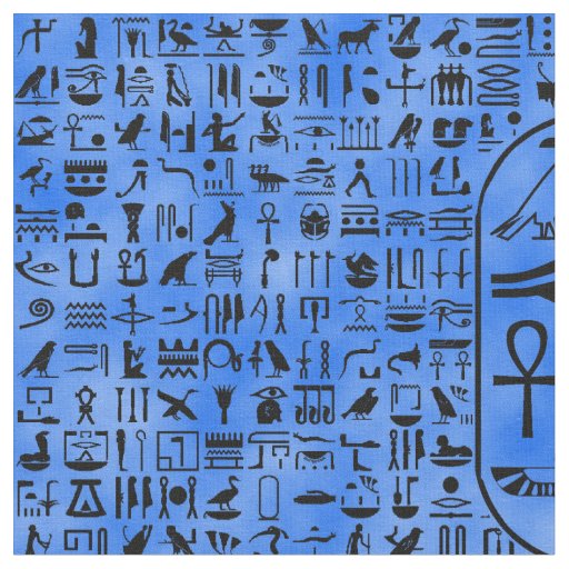 Blue Hieroglyphics Fabric