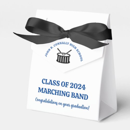 Blue High School Band Custom Graduation Party Favor Boxes