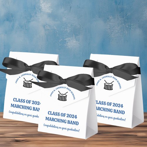 Blue High School Band Custom Graduation Party Favor Boxes