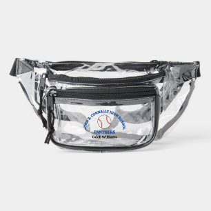 Blue High School Baseball Game Personalized Clear Fanny Pack