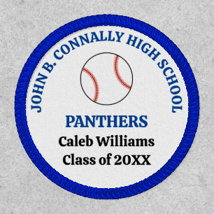 Blue High School Baseball Player Personalized Patch
