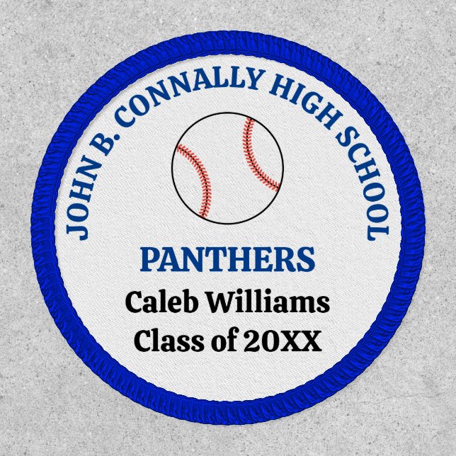Blue High School Baseball Player Personalized Patch (Front)