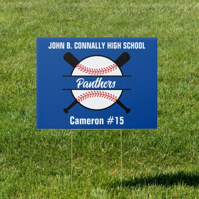 Blue High School Baseball Team Custom Yard Sign (Insitu)