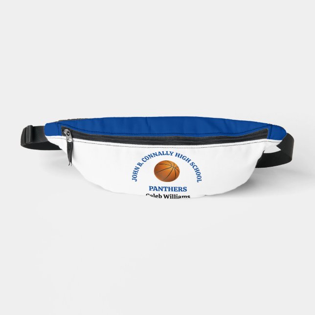 Blue High School Basketball Player Personalized Fanny Pack (Front)