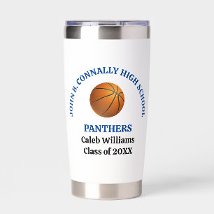 Blue High School Basketball Player Personalized Insulated Tumbler