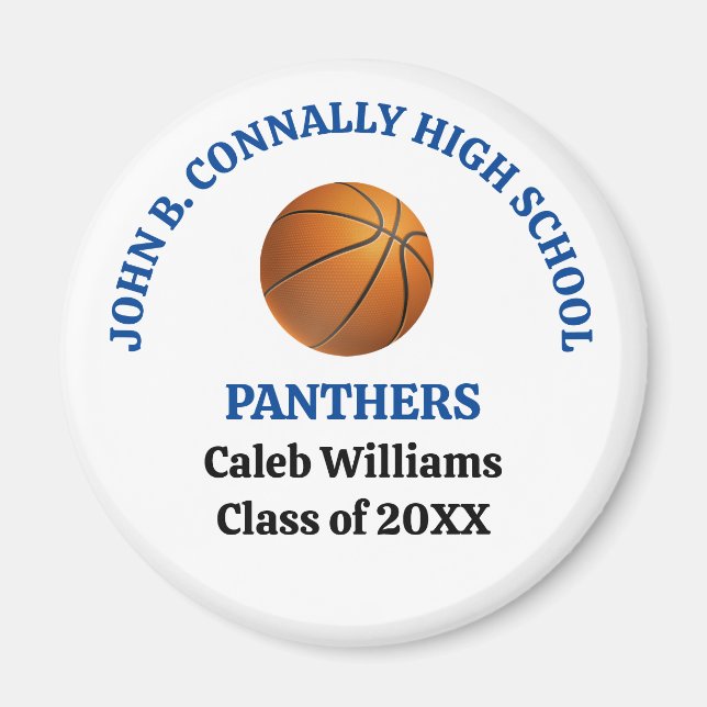 Blue High School Basketball Player Personalized Magnet (Front)